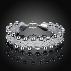 Leuchtperlen-Armband Damen – Versilbert & geflochten