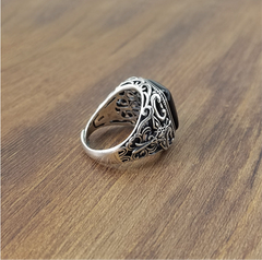 S925 Silber Herrenring – Verstellbar mit schwarzem Onyx
