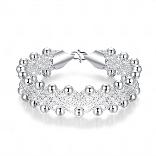 Leuchtperlen-Armband Damen – Versilbert & geflochten