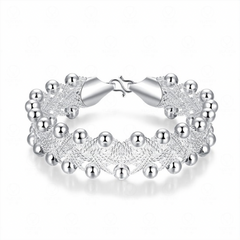 Leuchtperlen-Armband Damen – Versilbert & geflochten