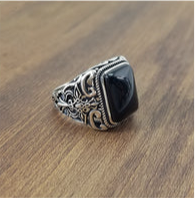S925 Silber Herrenring – Verstellbar mit schwarzem Onyx