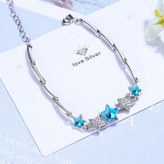 Blauer Stern Armband Damen – Zirkonia & Platin-Look