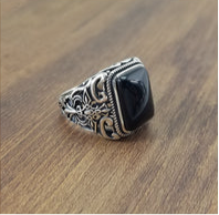 S925 Silber Herrenring – Verstellbar mit schwarzem Onyx