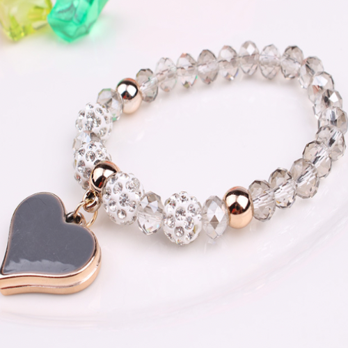 Elastisches Kristallarmband Damen – Herzanhänger & Glanz