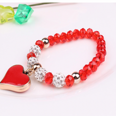 Elastisches Kristallarmband Damen – Herzanhänger & Glanz