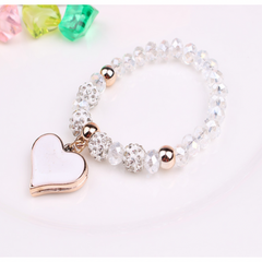 Elastisches Kristallarmband Damen – Herzanhänger & Glanz