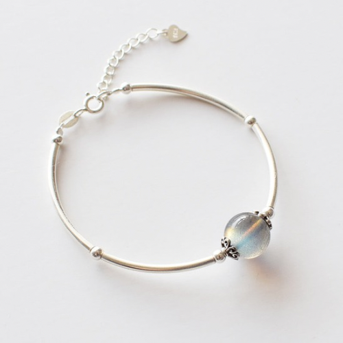 925 Silber Armband Damen – Rosa Kristall & Mondstein