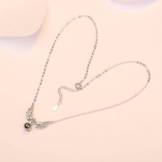 Female Angel Wing Projection Necklace