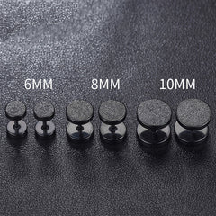 Titanstahl-Ohrstecker Schwarz – Unisex & in 6/8/10 mm