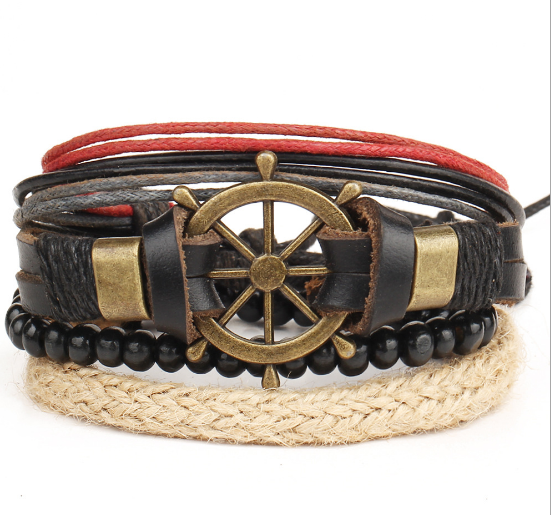 Vintage Ship Rudder Leather Bracelet