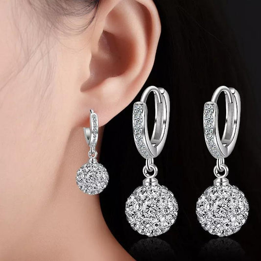 Zircon earring round diamond ball