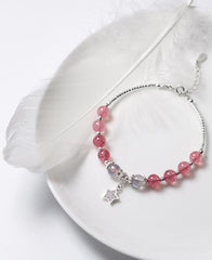 Pink strawberry crystal female bracelet