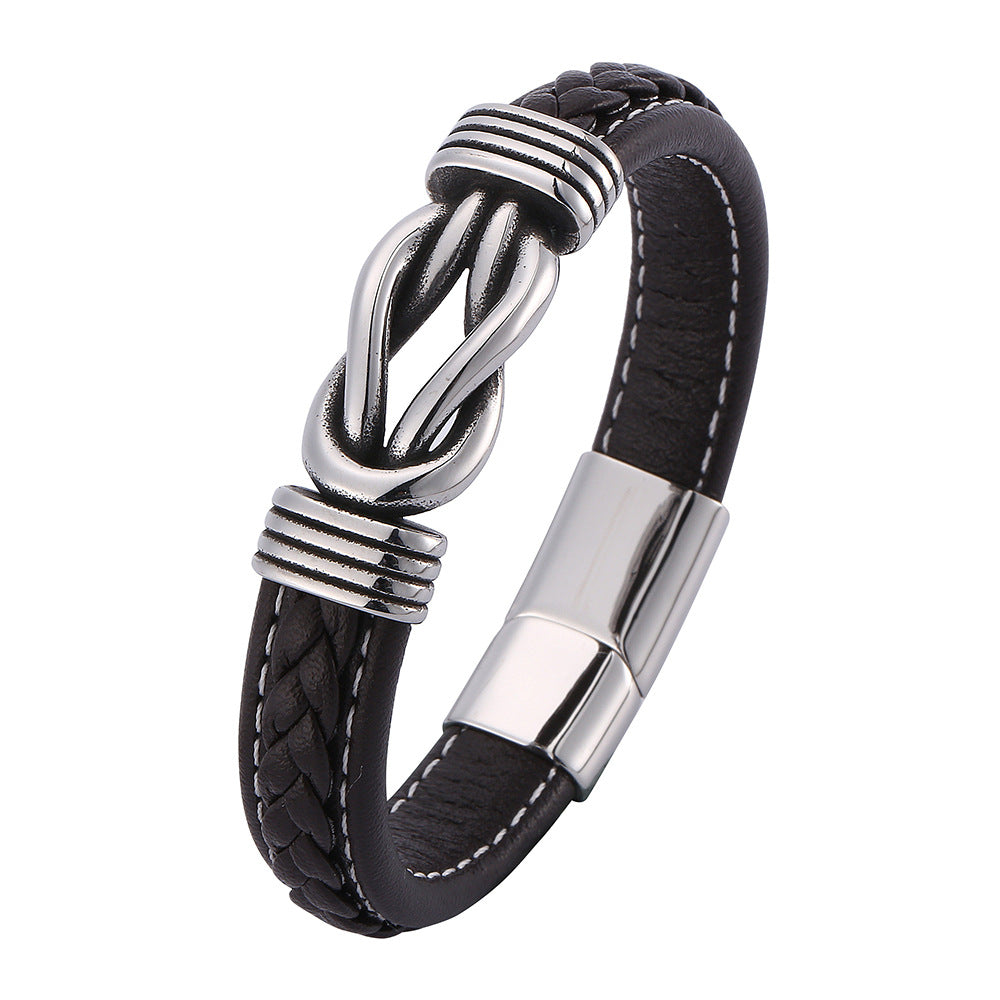 Titanium Steel Punk Male Personality Leather Bracelet