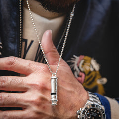 Vintage 925 Silver Whistle Pendant Necklace