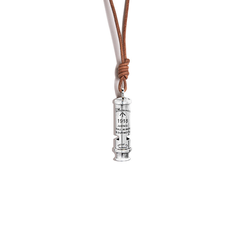 Vintage 925 Silver Whistle Pendant Necklace