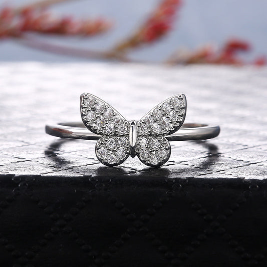 Classic Micro Inlaid Zircon Butterfly Ring