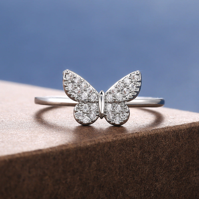 Classic Micro Inlaid Zircon Butterfly Ring