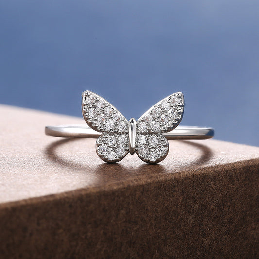 Classic Micro Inlaid Zircon Butterfly Ring