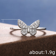 Classic Micro Inlaid Zircon Butterfly Ring
