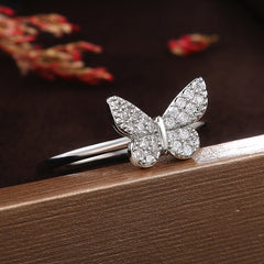 Classic Micro Inlaid Zircon Butterfly Ring
