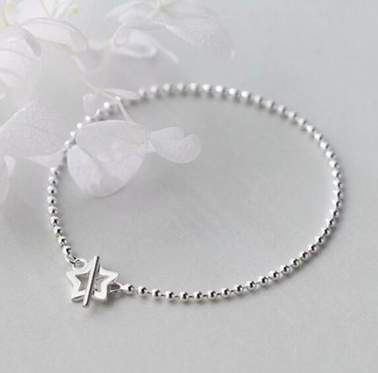 Bead Five-pointed Star Silver Bracelet