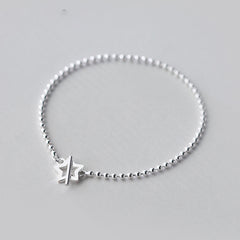 Bead Five-pointed Star Silver Bracelet