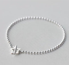 Bead Five-pointed Star Silver Bracelet