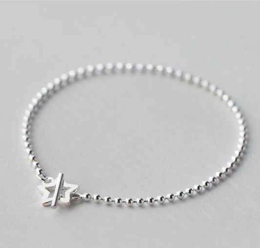 Bead Five-pointed Star Silver Bracelet