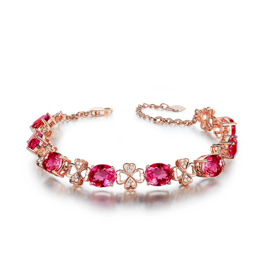 Imitation Natural Rubellite Gemstone Bracelet