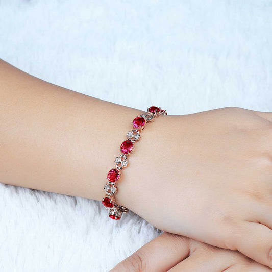 Imitation Natural Rubellite Gemstone Bracelet