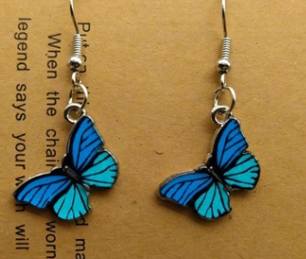 Blue Butterfly Drop Earrings for Women