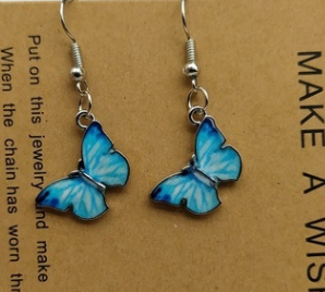 Blue Butterfly Drop Earrings for Women