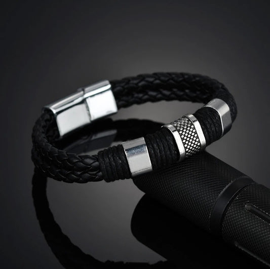 Weave Leather braided Genuine Men Bracelet