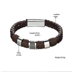 Weave Leather braided Genuine Men Bracelet