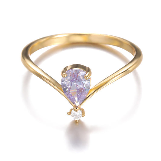 Simple V-shaped December Birthstone Rings