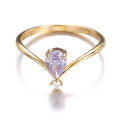 V-förmiger Geburtsstein-Ring Dezember – Krönchen-Design in Goldoptik