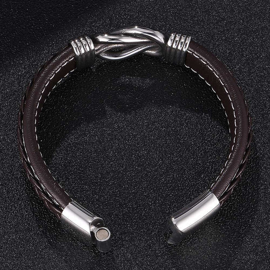 Titanium Steel Punk Male Personality Leather Bracelet