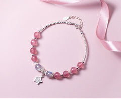 Pink strawberry crystal female bracelet