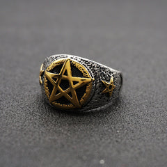 Pentagram star gold ring