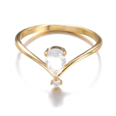 V-förmiger Geburtsstein-Ring Dezember – Krönchen-Design in Goldoptik