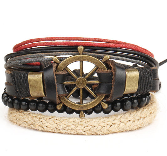 Vintage Ship Rudder Leather Bracelet