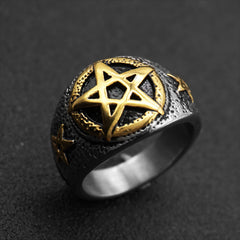 Pentagram star gold ring
