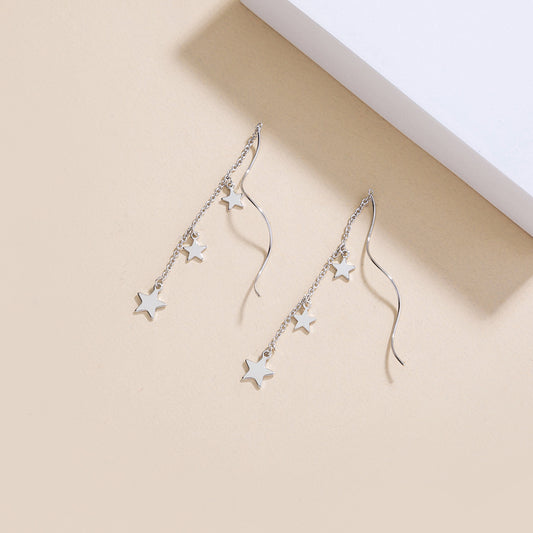 Simple Tassel Wavy Star Earrings