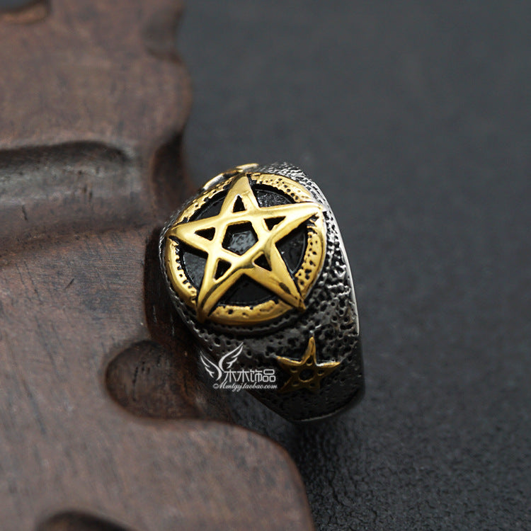 Pentagram star gold ring