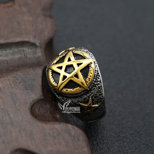 Pentagram star gold ring