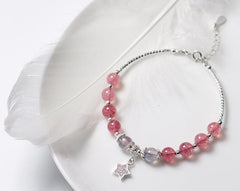 Pink strawberry crystal female bracelet