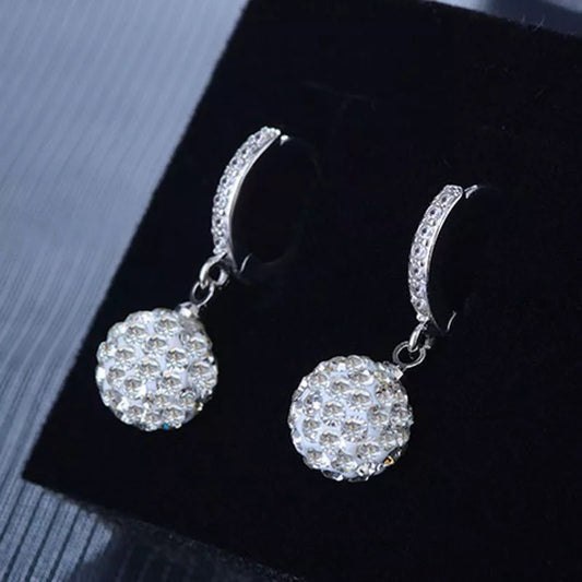 Zircon earring round diamond ball