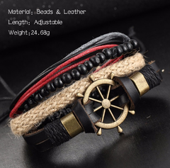 Vintage Ship Rudder Leather Bracelet