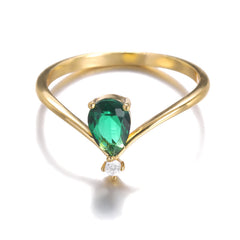 V-förmiger Geburtsstein-Ring Dezember – Krönchen-Design in Goldoptik