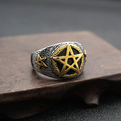 Pentagram star gold ring